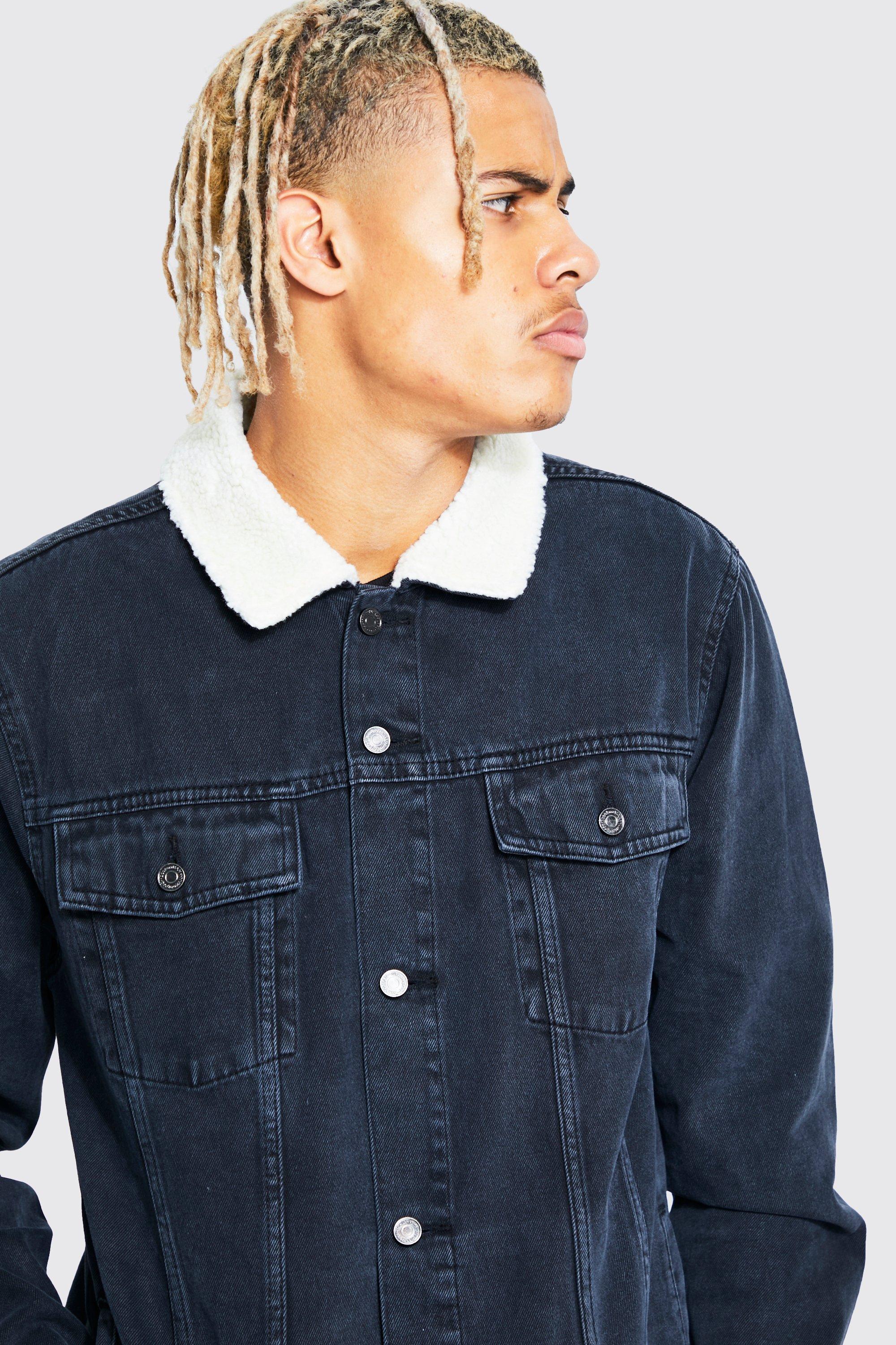 Tall black sale denim jacket